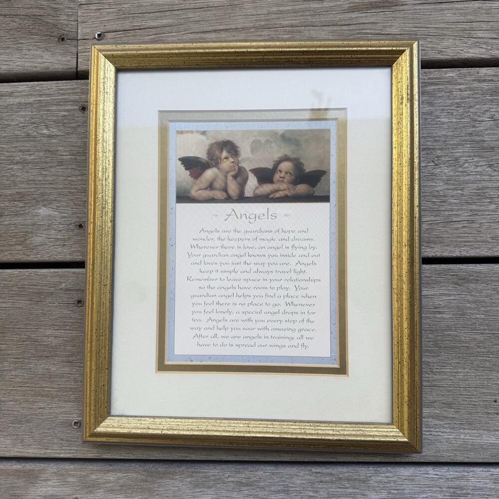 Framed Raphael’s Celestial Angels Whimsey Goth Art Gold Framed 8x10 Y2K 90s